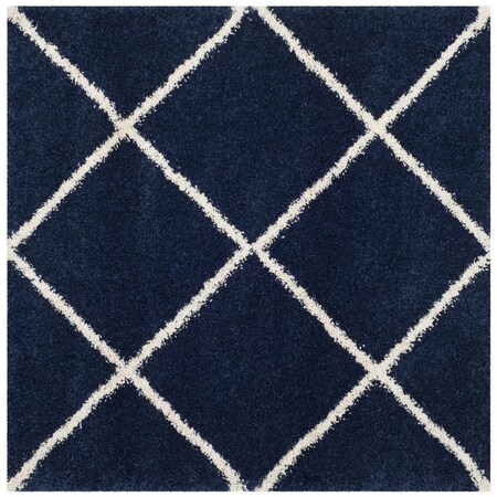 Safavieh 5 x 5 ft. SGH-Hudson Power Loomed Square Shag RugNavy & Ivory SGH281C-5SQ